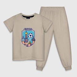 Пижама хлопковая детская Football - Russia, цвет: миндальный