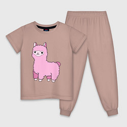 Пижама хлопковая детская Lama для девочек, цвет: пыльно-розовый
