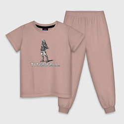 Пижама хлопковая детская TITANFALL PENCIL ART титанфолл, цвет: пыльно-розовый