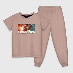 Пижама хлопковая детская Uncharted 4: A Thiefs End, цвет: пыльно-розовый