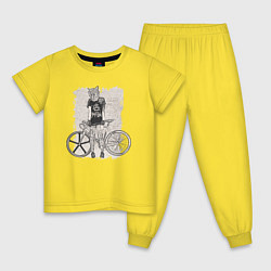 Пижама хлопковая детская Bike punk кошечка, цвет: желтый