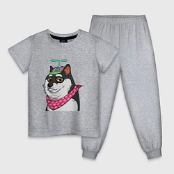 Пижама хлопковая детская NFT DOGE, цвет: меланж