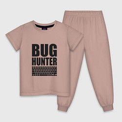 Пижама хлопковая детская Bug Хантер, цвет: пыльно-розовый