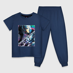 Пижама хлопковая детская Уэзер Репорт из ДжоДжо, цвет: тёмно-синий