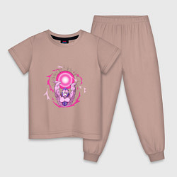 Пижама хлопковая детская МОНСТР И СОЛНЦЕ, цвет: пыльно-розовый
