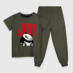 Пижама хлопковая детская JDM Panda Japan Симпатяга, цвет: меланж-хаки