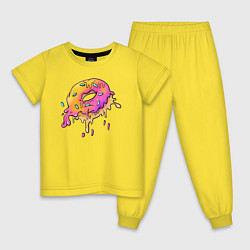 Пижама хлопковая детская Цветной пончик, цвет: желтый