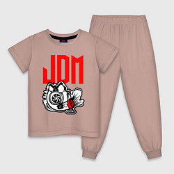 Пижама хлопковая детская JDM Japan Engine, цвет: пыльно-розовый
