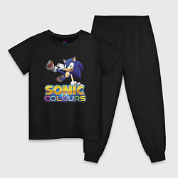 Пижама хлопковая детская Sonic Colours Hedgehog Video game, цвет: черный