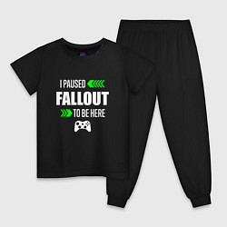 Пижама хлопковая детская Fallout I Paused, цвет: черный