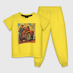 Пижама хлопковая детская Motorcycle Retro, цвет: желтый