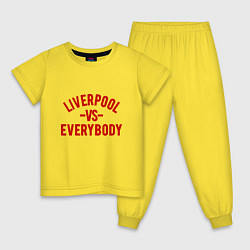 Пижама хлопковая детская Ливерпуль против всех, цвет: желтый