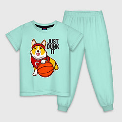 Пижама хлопковая детская JUST DUNK IT корги, цвет: мятный