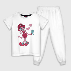 Пижама хлопковая детская PoppyPlaytime2Мама длинные ного, цвет: белый