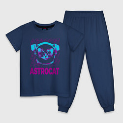 Пижама хлопковая детская АстроКот, цвет: тёмно-синий