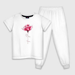 Пижама хлопковая детская Роза с надписью FAMILY, цвет: белый