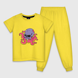 Пижама хлопковая детская Skull Octopus, цвет: желтый