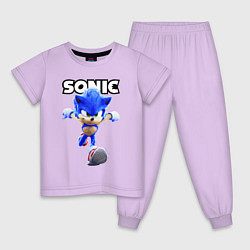 Пижама хлопковая детская Sonic the Hedgehog 2, цвет: лаванда