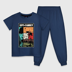 Пижама хлопковая детская Spy Family Семья Шпионов, цвет: тёмно-синий