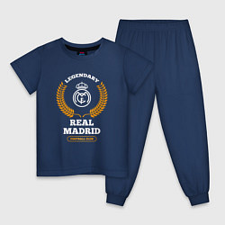 Пижама хлопковая детская Лого Real Madrid и надпись Legendary Football Club, цвет: тёмно-синий