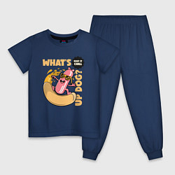Пижама хлопковая детская Whats up dog, цвет: тёмно-синий