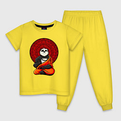 Пижама хлопковая детская Медитация панды Дзен, цвет: желтый