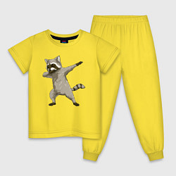 Пижама хлопковая детская Даб енот, цвет: желтый