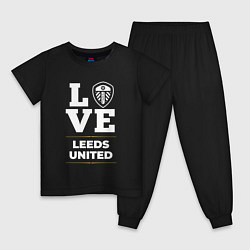 Пижама хлопковая детская Leeds United Love Classic, цвет: черный