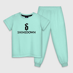 Пижама хлопковая детская Shinedown лого с эмблемой, цвет: мятный