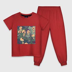 Пижама хлопковая детская Kodama - playtime, цвет: красный