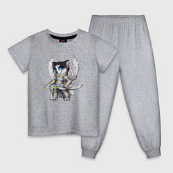 Пижама хлопковая детская Furvilla Крылатый волчонок - воин, цвет: меланж