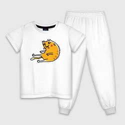 Пижама хлопковая детская Уставший рыжий кот, цвет: белый