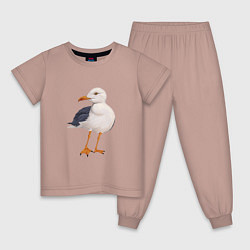 Пижама хлопковая детская Белая чайка, цвет: пыльно-розовый