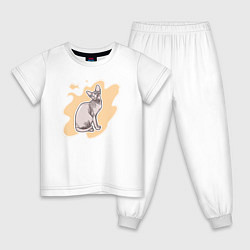 Пижама хлопковая детская Донской сфинкс Кошки, цвет: белый