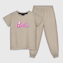 Пижама хлопковая детская Barbie logo, цвет: миндальный