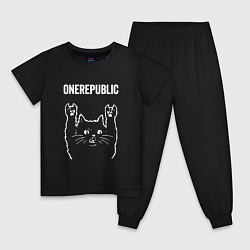 Пижама хлопковая детская OneRepublic Рок кот One Republic, цвет: черный