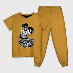 Пижама хлопковая детская Bruce Lee - Vinyl Dj, цвет: горчичный