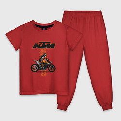 Пижама хлопковая детская KTM Moto theme, цвет: красный