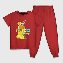 Пижама хлопковая детская Лимонад в банке, цвет: красный