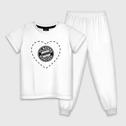 Пижама хлопковая детская Лого Bayern в сердечке, цвет: белый