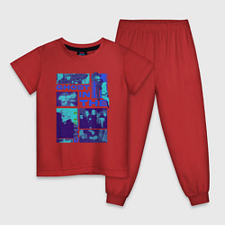 Пижама хлопковая детская Призрак в доспехах экшен, цвет: красный
