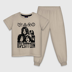 Пижама хлопковая детская Led Zeppelin Black, цвет: миндальный