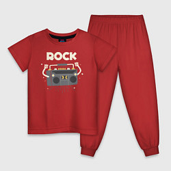 Пижама хлопковая детская Рок Магнитофон, цвет: красный
