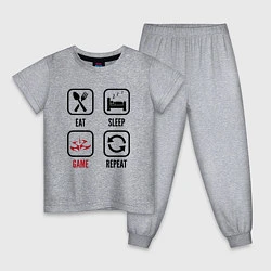 Пижама хлопковая детская Eat-Sleep-Hitman-Repeat, цвет: меланж