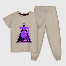 Пижама хлопковая детская Геншин Импакт Скарамучча, цвет: миндальный