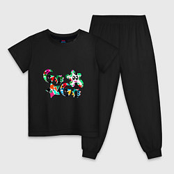 Пижама хлопковая детская Go-Go Аппликация разноцветные буквы, цвет: черный