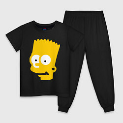 Пижама хлопковая детская Барт Симпсон - портрет, цвет: черный