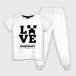 Пижама хлопковая детская Minecraft love classic, цвет: белый