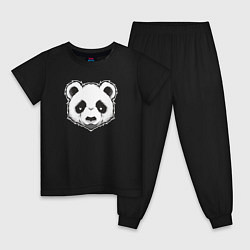 Пижама хлопковая детская Голова милой панды, цвет: черный
