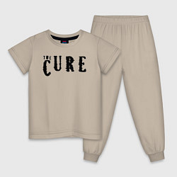 Пижама хлопковая детская The Cure лого, цвет: миндальный